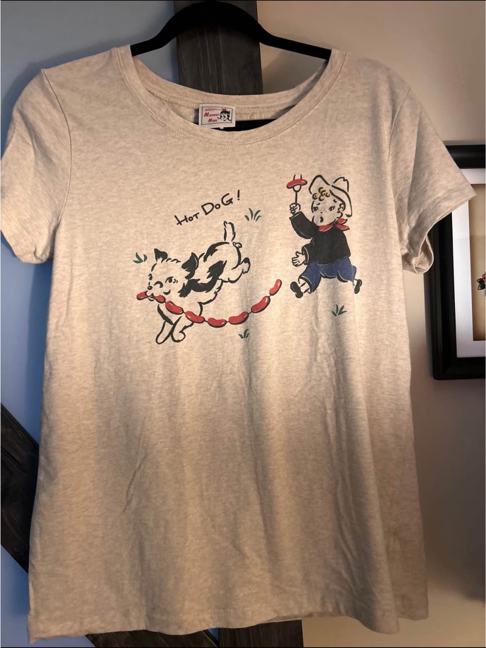 Mischief Made Vintage-Inspired 'Hot Dog' Graphic Tee Oatmeal color